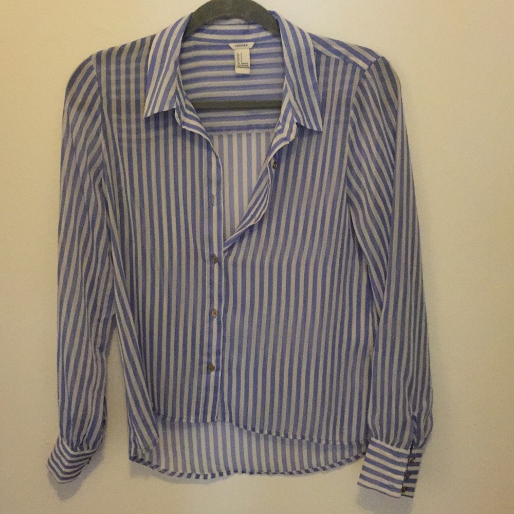 Forever 21 small blue striped button up